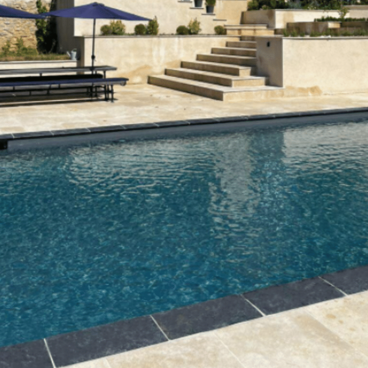 Black limestone pool copings