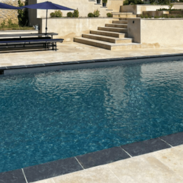 Black limestone pool copings