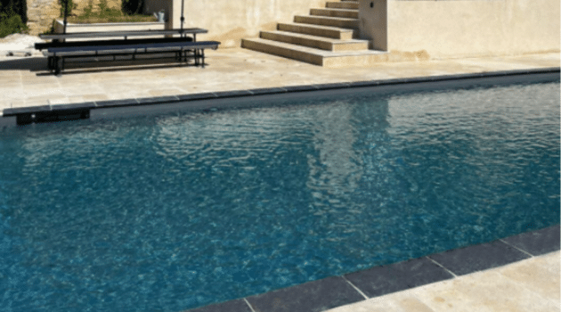Black limestone pool copings
