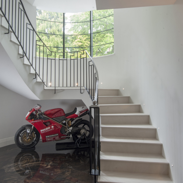 Staircase with motorbike