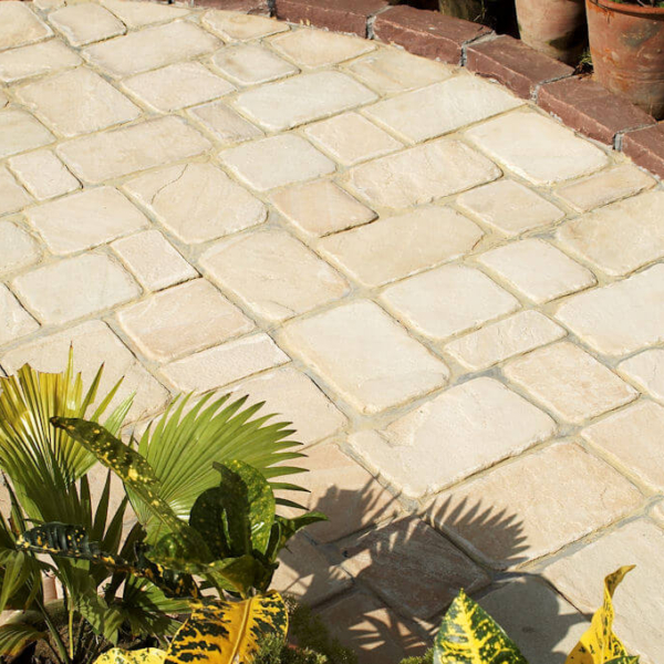 Fossil Mint sandstone tumbled cobble paving