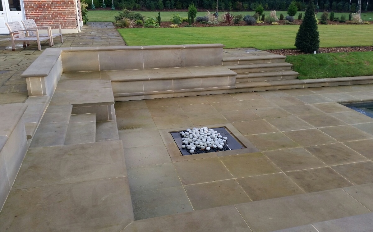 Stone seating and firepit