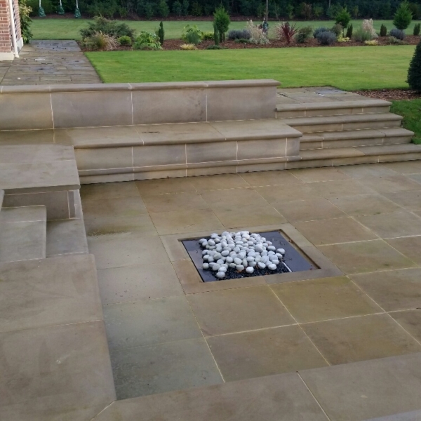 Stone seating and firepit