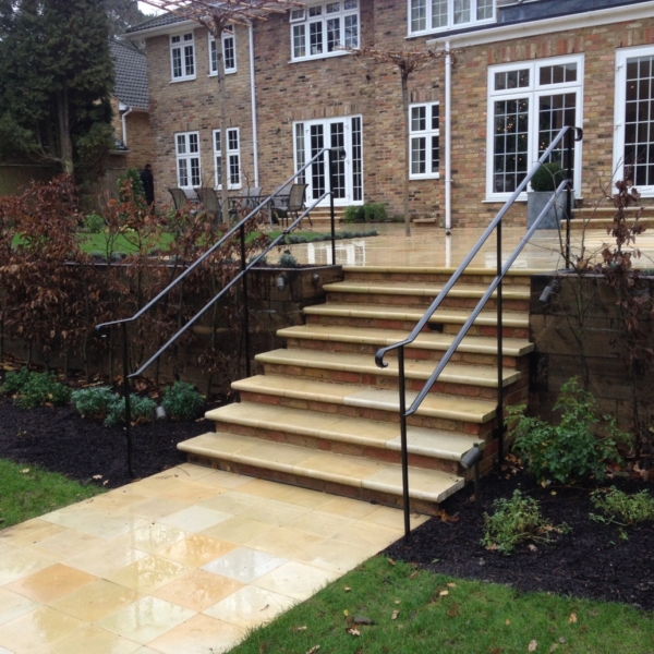 Yellow Mint sawn and honed paving steps