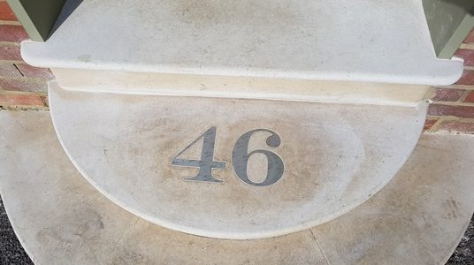 Bath stone steps with inlaid number