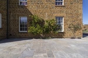 black sandstone paving