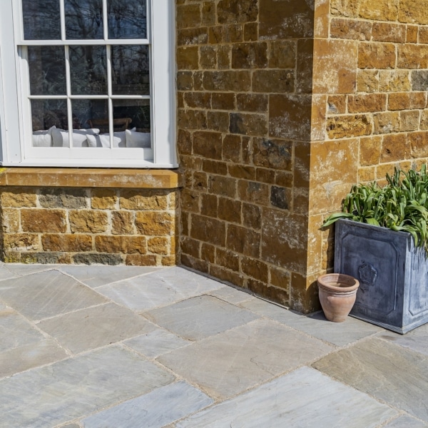 black sandstone paving