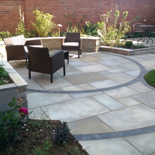 Kandla Grey Sawn and sandblasted landscaping project1