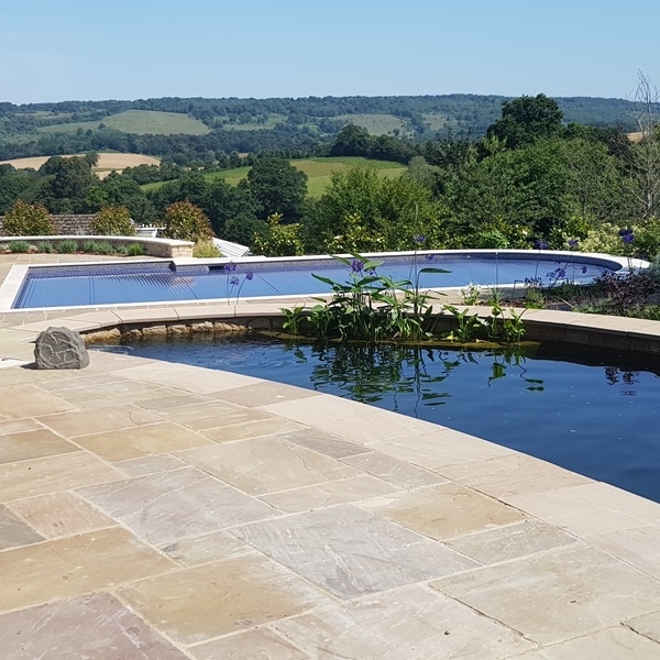 Raj Hand Cut Paving and Moleanos Limestone pool copings