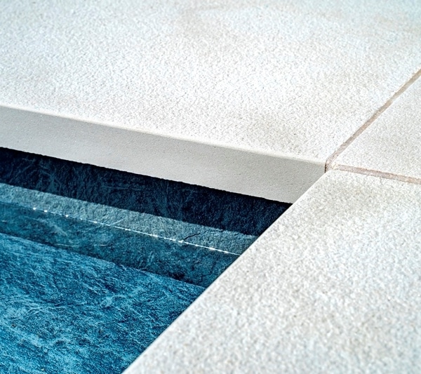 white mint sandblasted pool copings