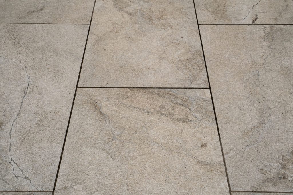 Close up of Desert Story Italian porcelain showing veining and tonal variation
