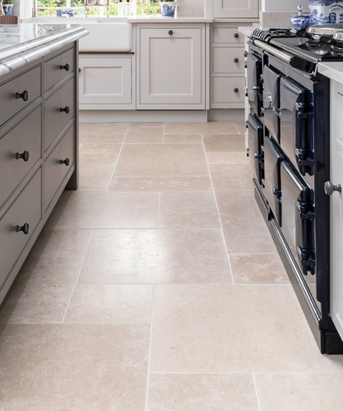 Interior natural stone flooring kitchen