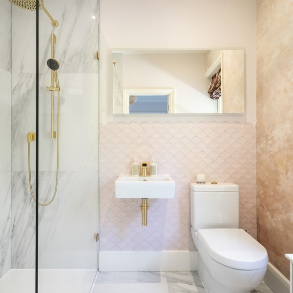 Porcelain bathroom wall and floor