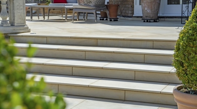 Yellow Mint honed paving and bespoke steps 13