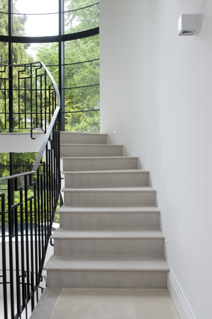 led lighting stone staircase