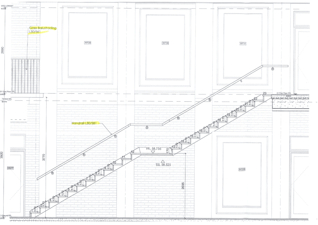 Straight stone staircase