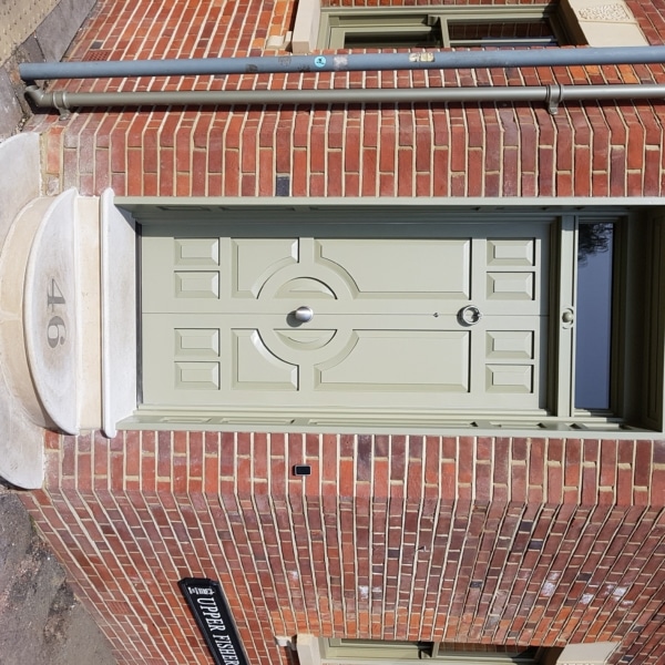 Bath Stone Door step with inlaid metal number