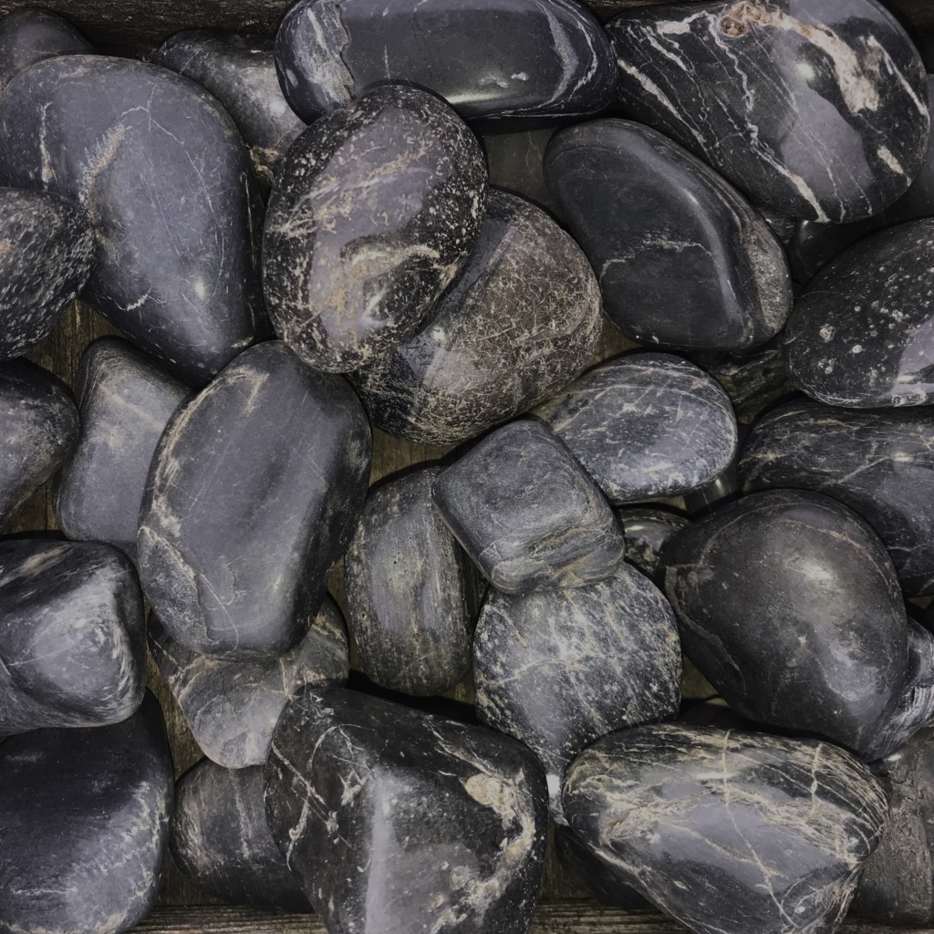 Black polished pebbles bulk bag shop