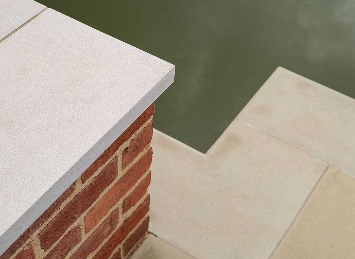 Milton Bullnosed Sandstone Sawn and Sandblasted Pool Copings