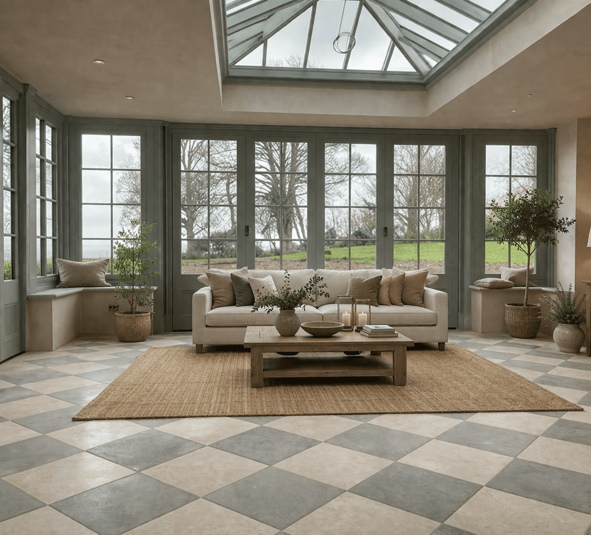 La Roche Pearl & Luna Chequer Board flooring – Orangery